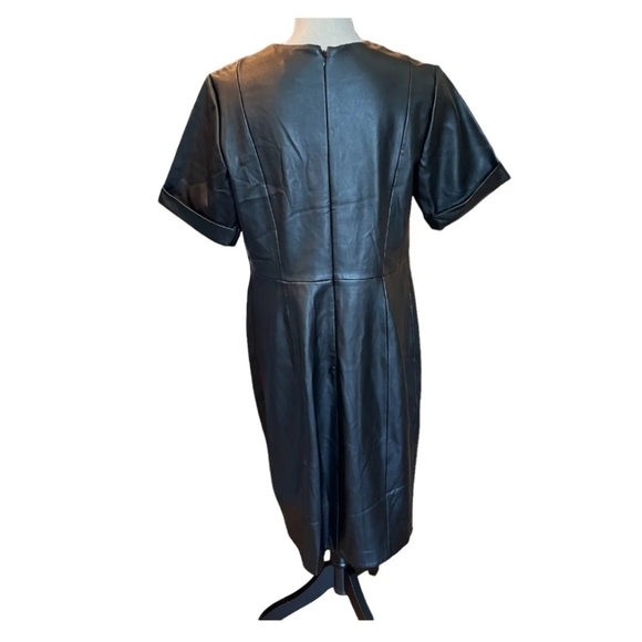 SIKA Collection Womens Sasha Dress Sheath Tulip Black Faux Leather Crewn… - Picture 3 of 7